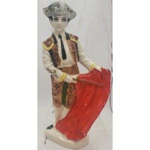 Vintage Ceramic Bull Fighting Matador 10.5" Tall Japan Fighter